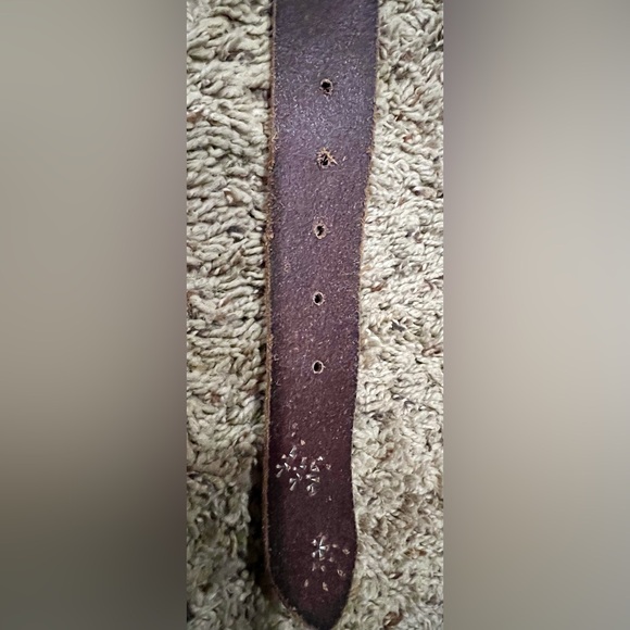 FOSSIL Belt Leather Floral Metal Embellished Embroidered Boho Women’s Size MED - Picture 6 of 9